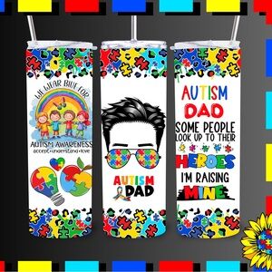 Autism Awareness DAD Tumbler with Puzzle Design
